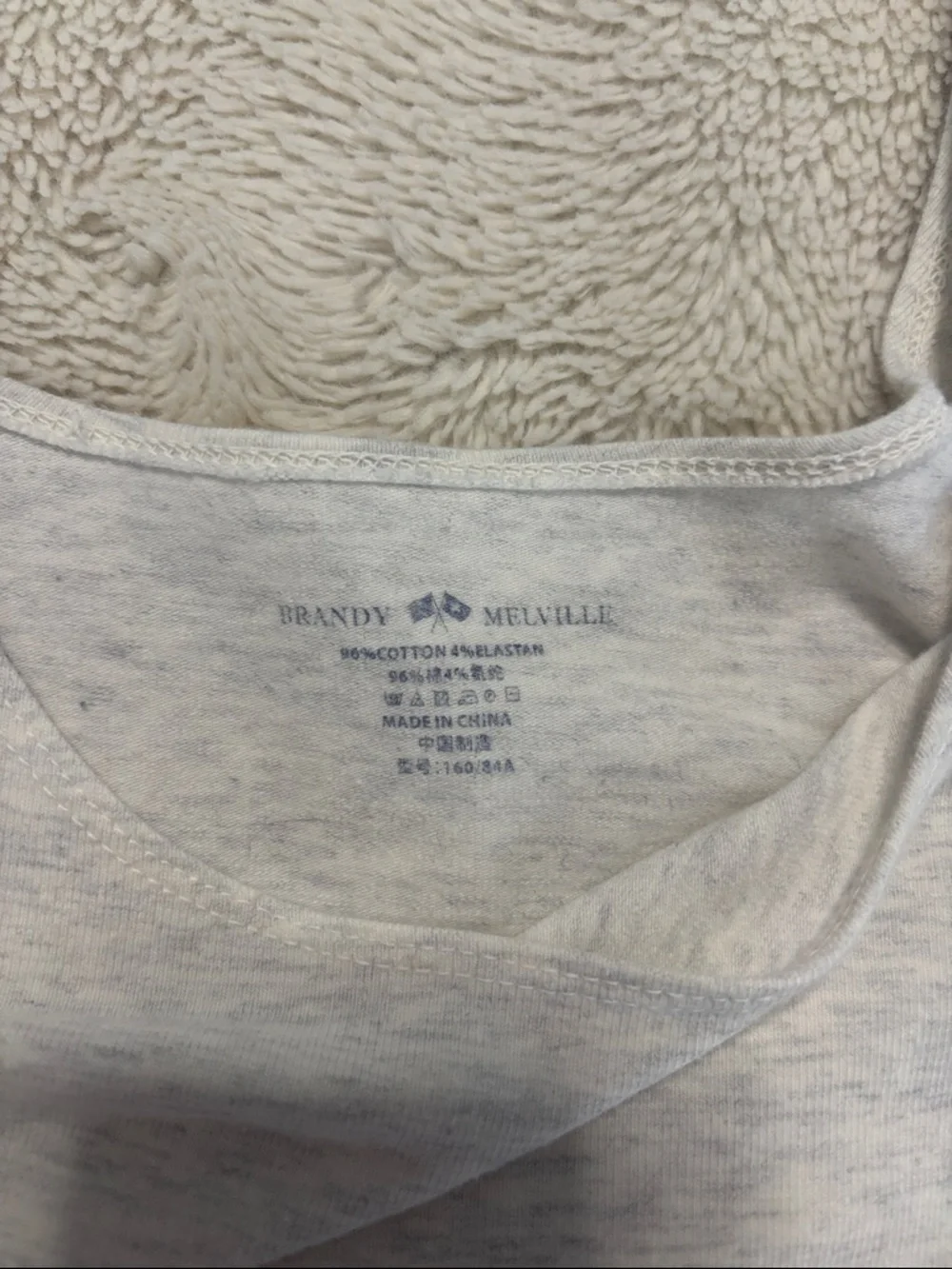 Brandy Melville Women's Long-Sleeve Scoop Neck Crop Top - Light Gray - Picture 2 of 2
